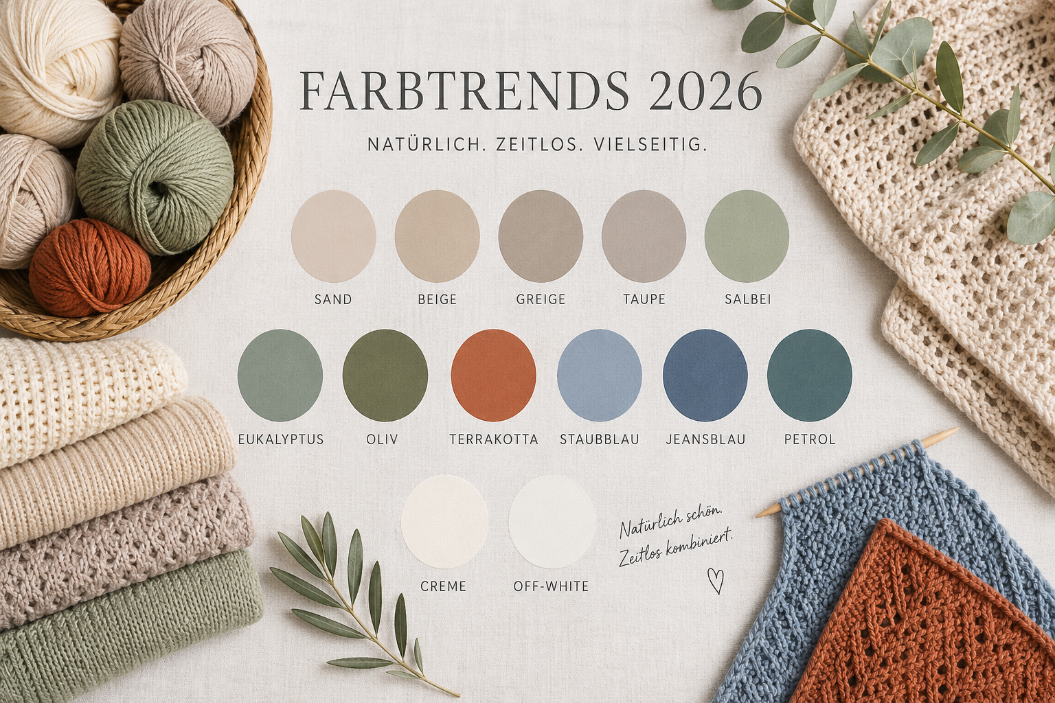 Farbtrends 2026 Farbpalette mit Garnen