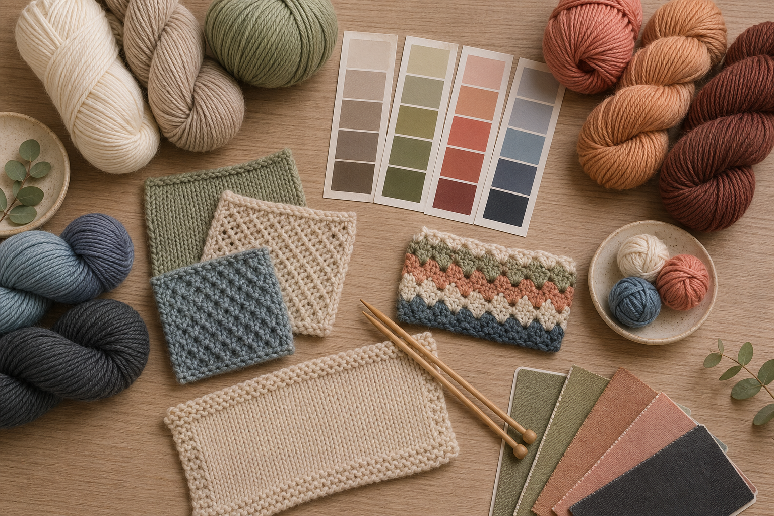 Editoriales Blogbild zu gestrickte Details im Häkelprojekt mit Wolle, Nadeln und ruhiger Handarbeitsszene