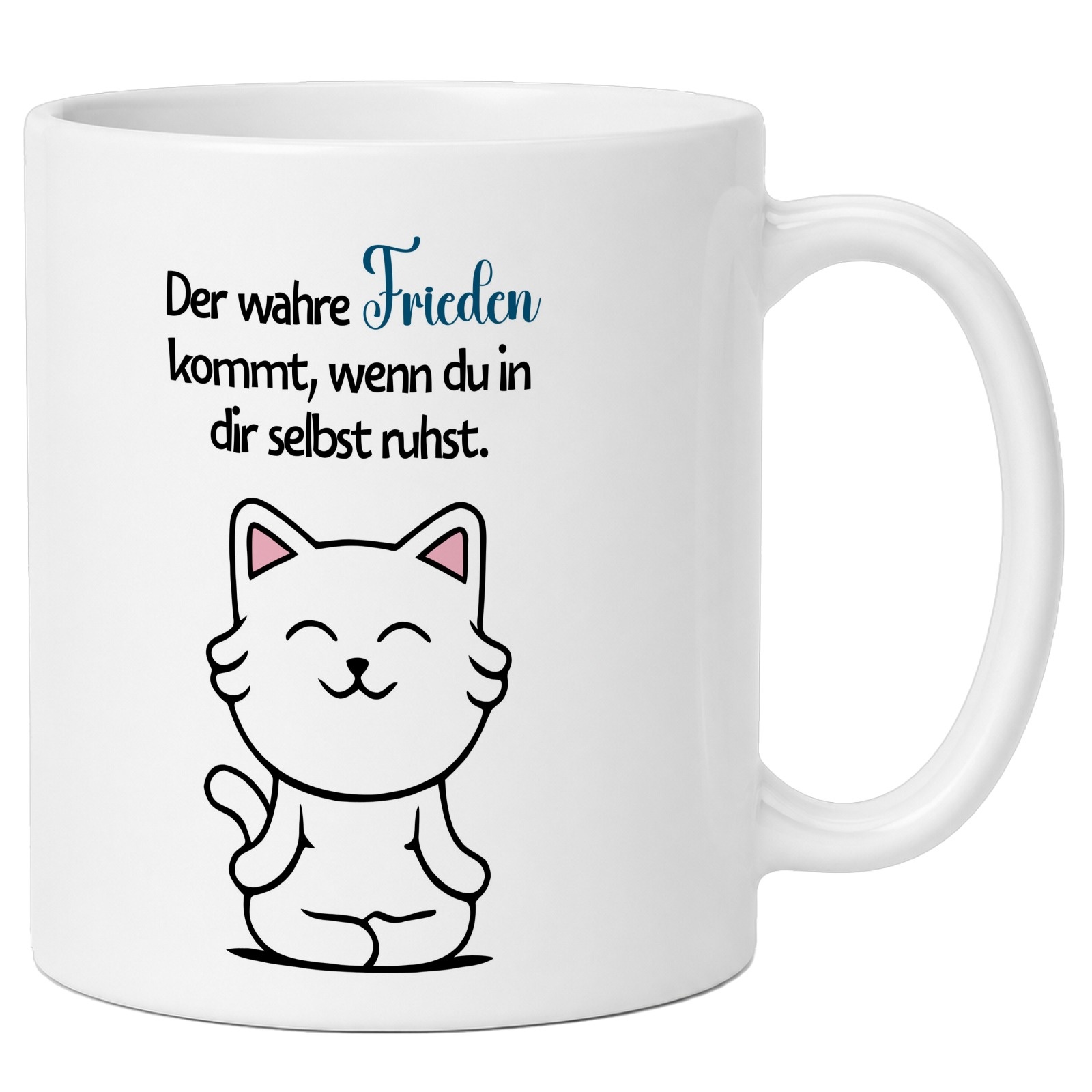 Tasse mit ruhigem Meditationsmotiv