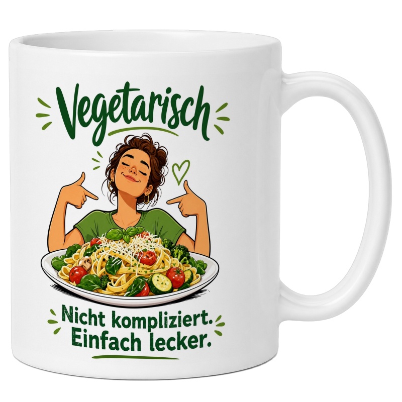 Tasse mit vegetarischem Genussmotiv